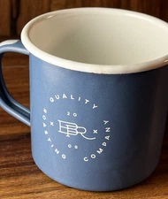 Black Rock Coffee Quality Roasting Company Blue Tin Metal Mug Tea BR Logo