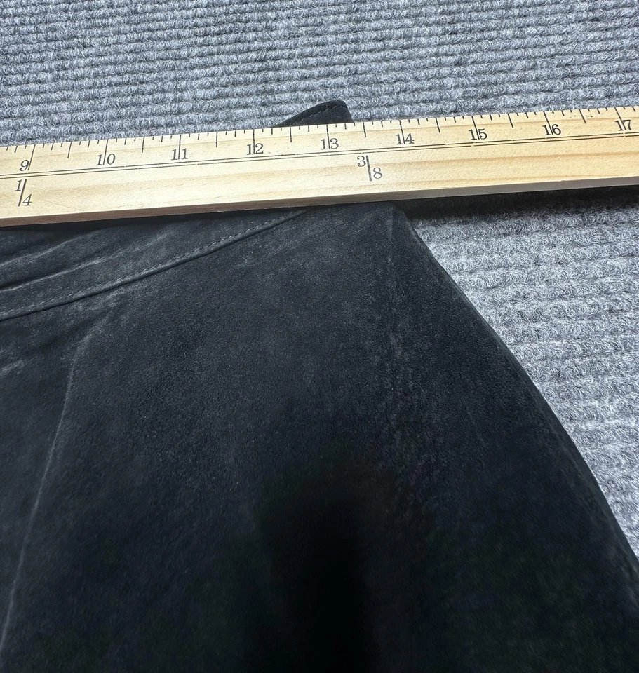 Pantalones Margaret Godfrey Mujer 8 Cuero Negro Gamuza Pierna Recta Forrados Clásicos Foto 3 de 4