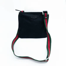 GUCCI 146309 Black Monogram Canvas Shoulder Bag