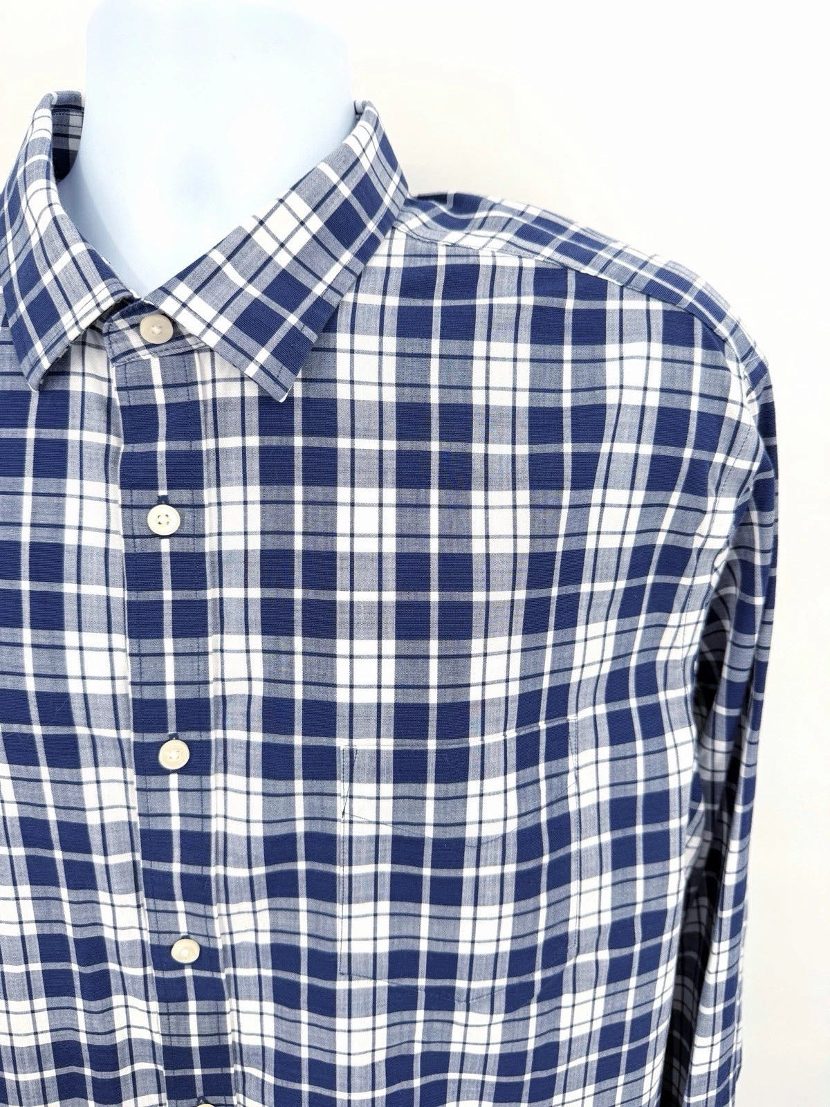 UNTUCKit Men's 2XL Wrinkle-Free Shirt Button Down Blue Check Long Sleeve Cotton