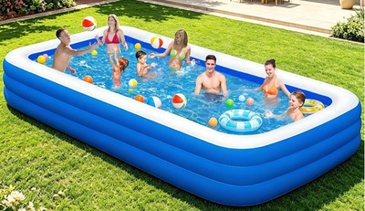 Extra Large Inflatable Pool for Adults, 145'' X 74'' X 22'' Oversized Blow up Famil