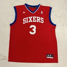Philadelphia 76ers Allen Iverson NBA Jersey Adidas 3 Throwback Sz XL