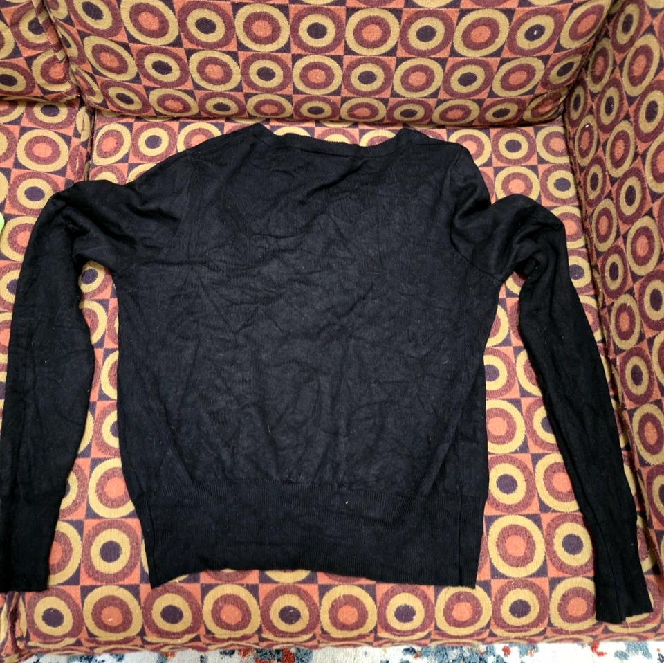 Too Fast Skull Skeleton Black White Cardigan Sweater Buttons Women's M Well Made - Image 2 of 4