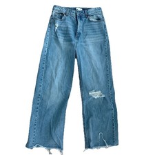 High-rise Wide Leg Jeans Women s 10 Distressed Cropped