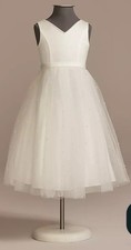 Flower Girl Tulle Dress Sleeveless Pearls Size 8 DB Studio David’s Bridal