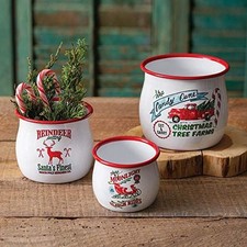 Holiday Bowls Set of 3 Multicolor Metal Food Safe Nesting Bowls