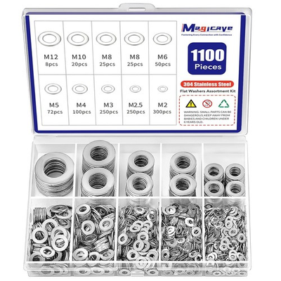 #ad 1100 Pcs Flat Washers Assortment Kit – 304 Stainless Washers 1100Pcs $12.22