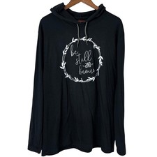 Faith Christian Hoodie Be Still And Know Size XL Black Sweatshirt God Jesus