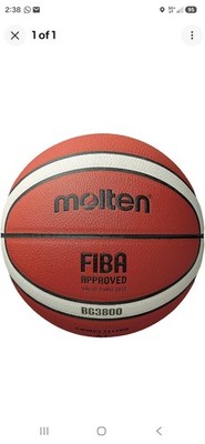 Molten BG3800 FIBA Approved Indoor/Outdoor Basketball Ball - Orange/Ivory, Size