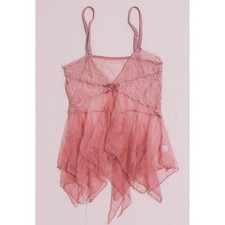 Y2K Fairy Babydoll Mesh Slip Cami Top Size XS Pink Coquette Romantic Lingerie