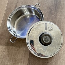 Saladmaster 316Ti Titanium S/S 8.6โ No Handles Skillet Fry Pan Vapo Lid USA Made