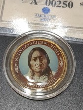 Colorized Sitting Bull One Dollar Coin W/COA