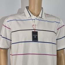 Daniel Cremieux Men's Polo Shirt Size XL White Short Sleeve Striped NWT 31