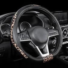 Steering Wheel Cover - Flat Bottom Wheel Cover Made With Pvc Leather And Leopard
