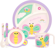 Kids Dinnerware Set, Includes Toddler Plate Bowl Tumbler and Utensils, BPA Free