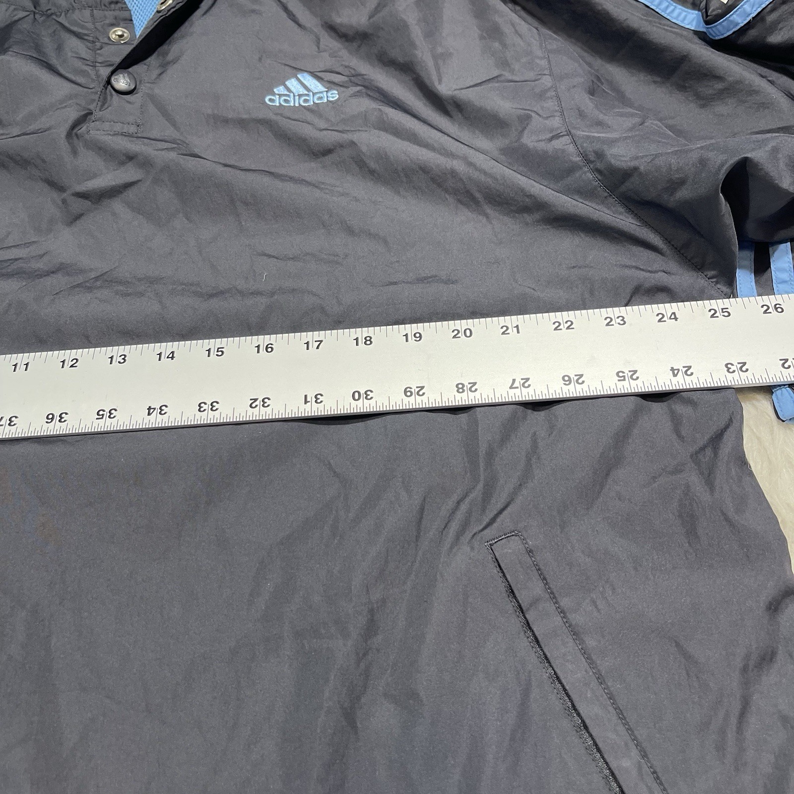 Adidas Pullover Windbreaker Jacket Snap Button Bl… - image 11