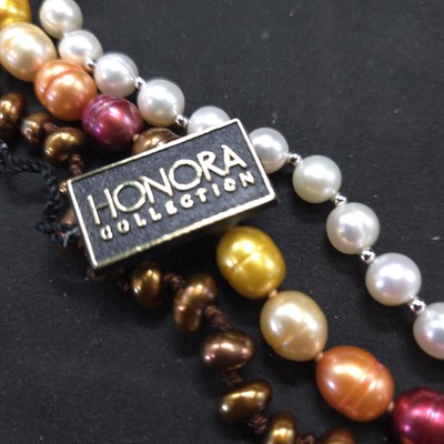 honora pearl necklace lot 3 Brown Multi Color Silver White