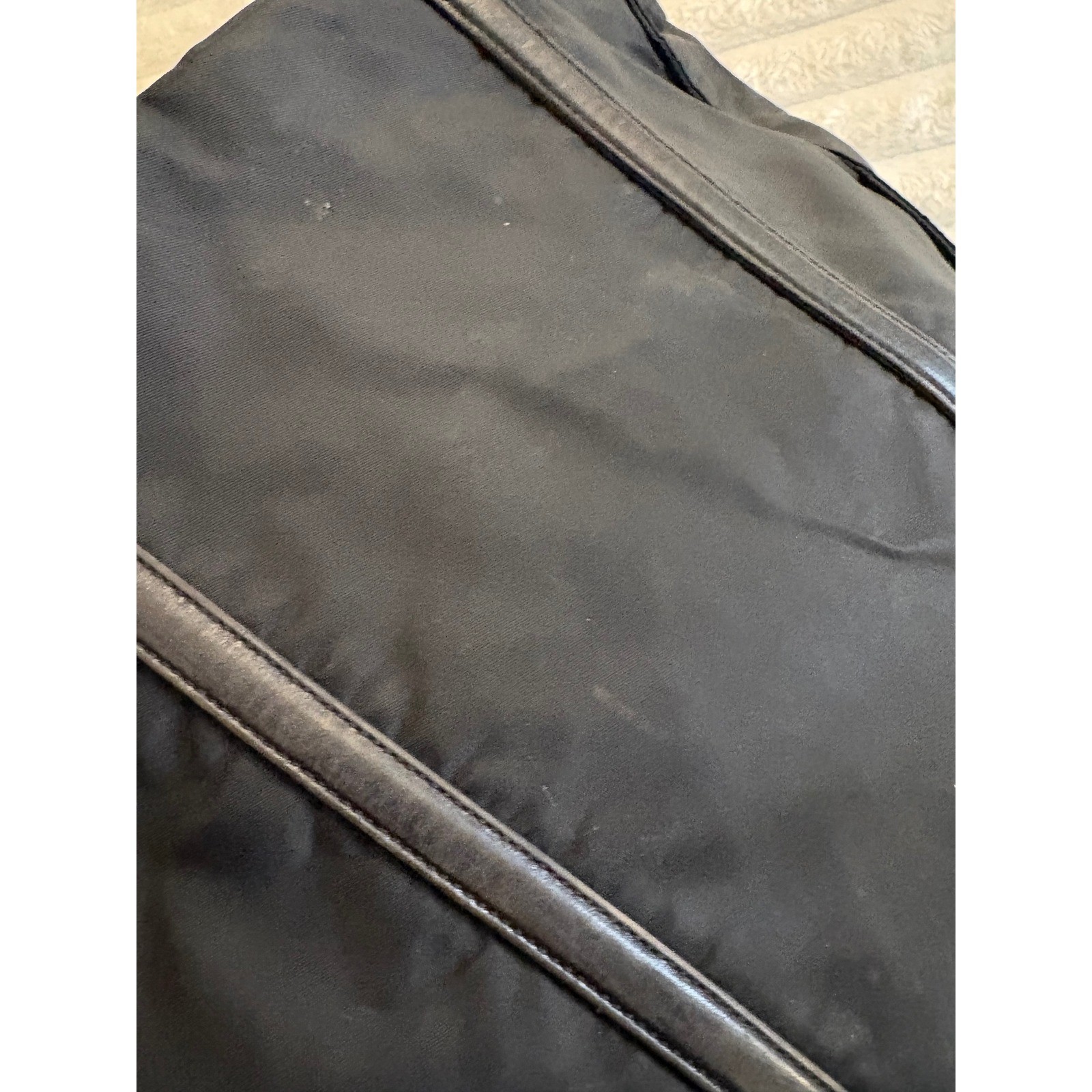 Prada Black Nylon Tote Bag Leather Trim Triangle Logo Shoulder Bag Vintage thumbnail 8