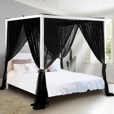 Black Canopy Bed Curtains 4 Corner Post Bed Canopy Girls  Adults Top Luxurious