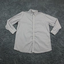 Roundtree  Yorke Gold Label Dress Shirt Mens XL White Check Non Iron EZ Wash