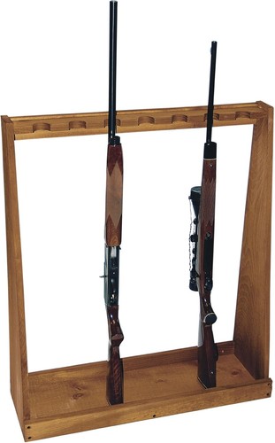 2 Rifle Gun Rack Standing Rifle Gun Rack Shotgun Firearm Home Storage Display Wood Pine ...