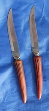 Vintage REO Stainless Steel Steak Knife Set 2pc Bakelite Handles Made In USA