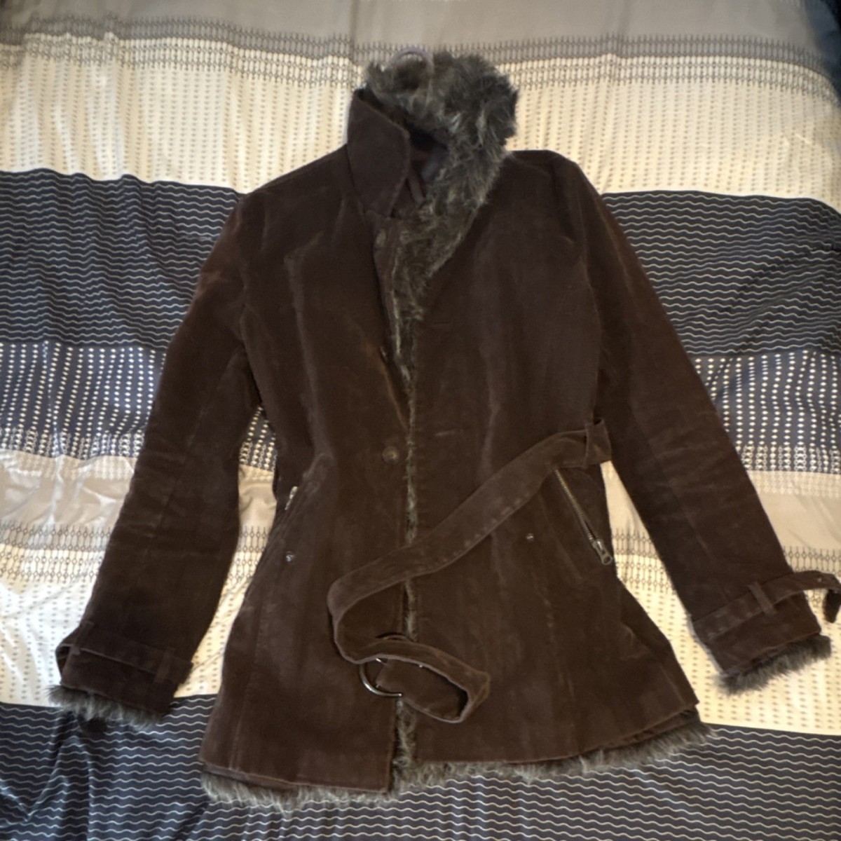 ARCHIVE) IN THE ATTIC Men's Brown Fur Trim Bondage Jacket Size M
