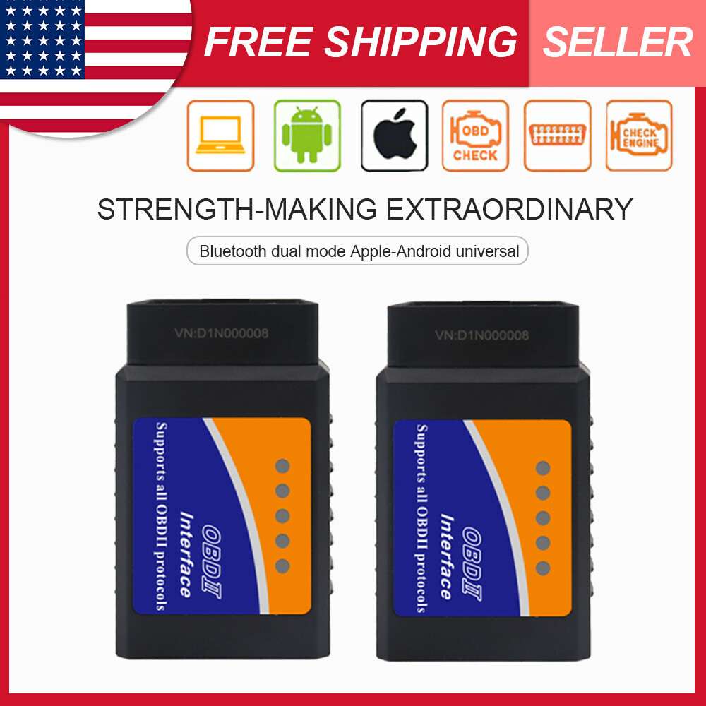 2pcs Bluetooth OBD2 OBDII Car Diagnostic Scanner Fault Code Reader Tool ELM327-image