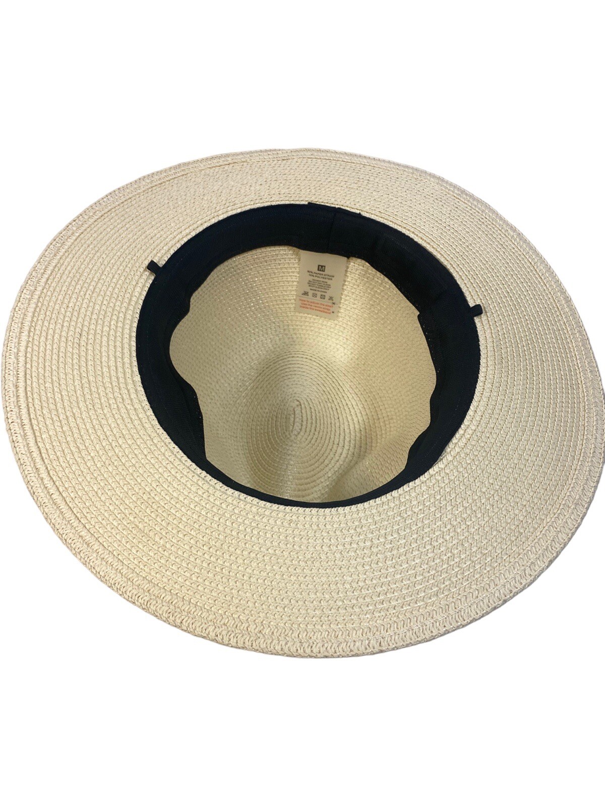 Panama Hat 90% Paper Straw Fodera wide brim Cream White black band Adjustable