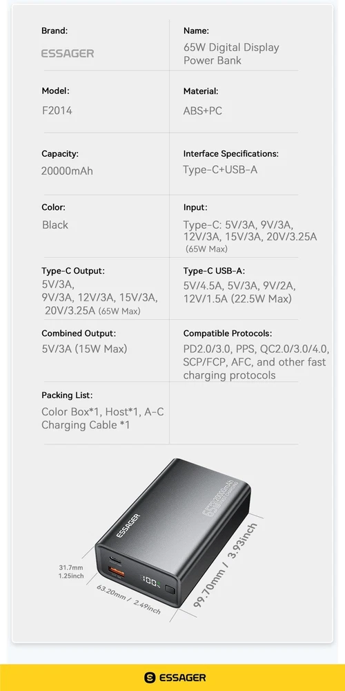 Power Bank 20000mah Mobile Phone Plastic Medium Black 2-usb 5v Backup 65w Power Bank 20000mah Mobile Phone Plastic Medium Black 2-usb 5v Backup 65w