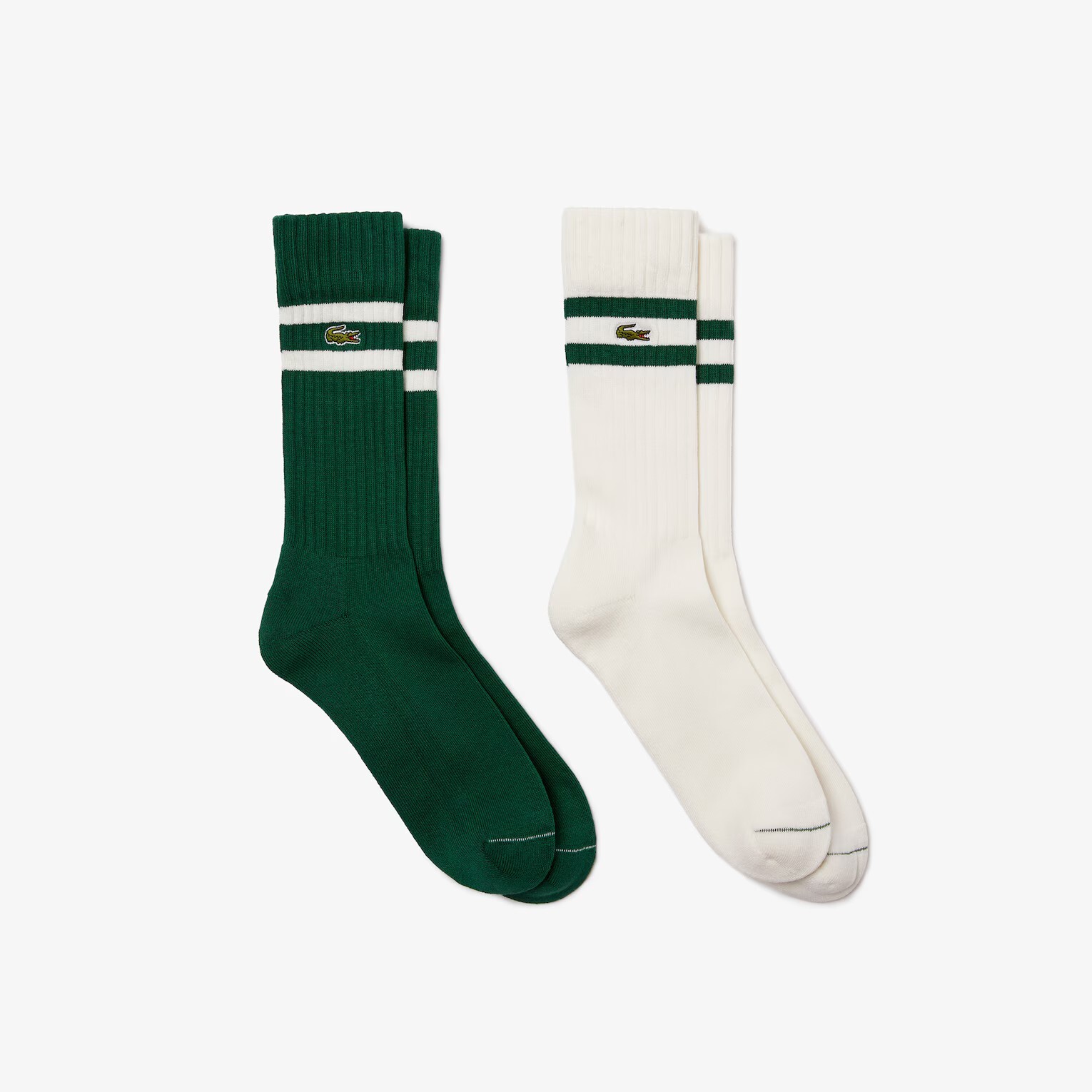 Unisex Constrast Stripes Ribbed Knit Socks- GREEN/WHITE-SIZE US 6.5-9-NWT