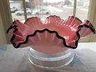 Vintage Fenton Black Rose Crest 10" LARGE BOWL! EXCEPTIONALLY GORGEOUS! HTF MINT