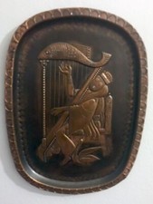 Messica Copper Wall Tray Israel Etched Hammered Harp Lyre King David GABRIEL