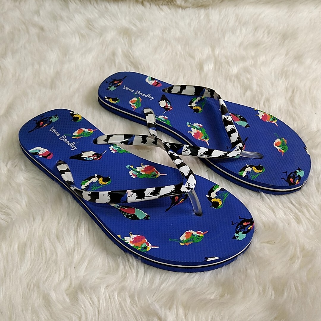 Vera Bradley Womens sz M 7 8 Flip Flops Multicolor Bird Summer