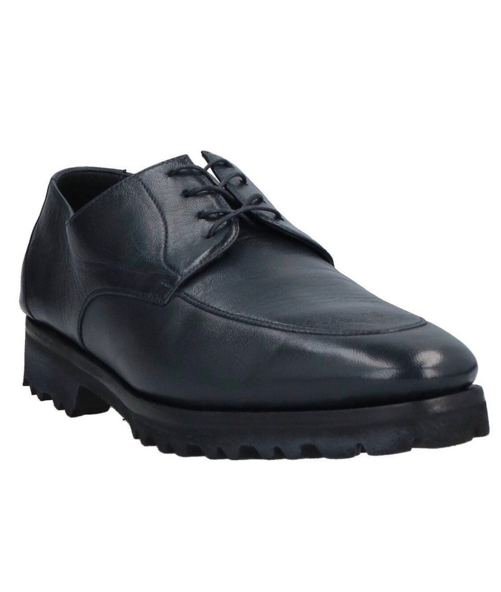 A.Testoni Men Derby F.Rubber Italy Nappa Navy Leather Lace  display picture 1