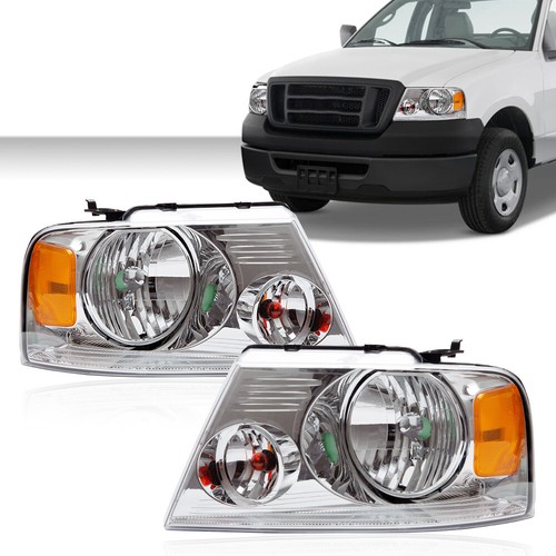 Fit For 2004-2008 Ford F-150 F150 Chrome Housing Amber Headlights Assembly Set E - Foto 6
