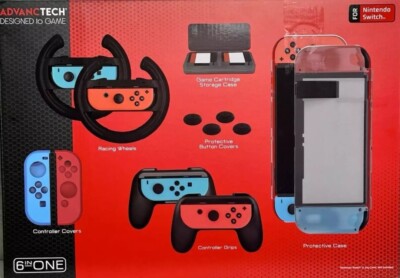 NEW Advanctech 6 In 1 Set For Nintendo Switch Accessories SEALED GAME SYSTEM 