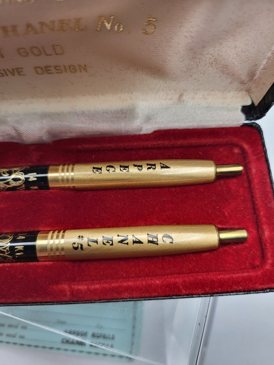Arpege Chanel No.5 14k Gold Filigree Ballpoint Pen Set in Box