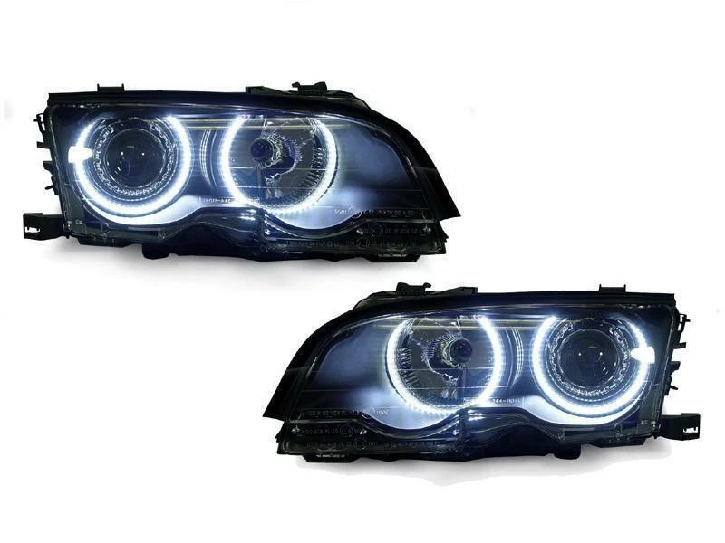 UHP LED Angel Eye Projector Headlight For 02-03 BMW E46 3 Series Coupe /  Cabrio