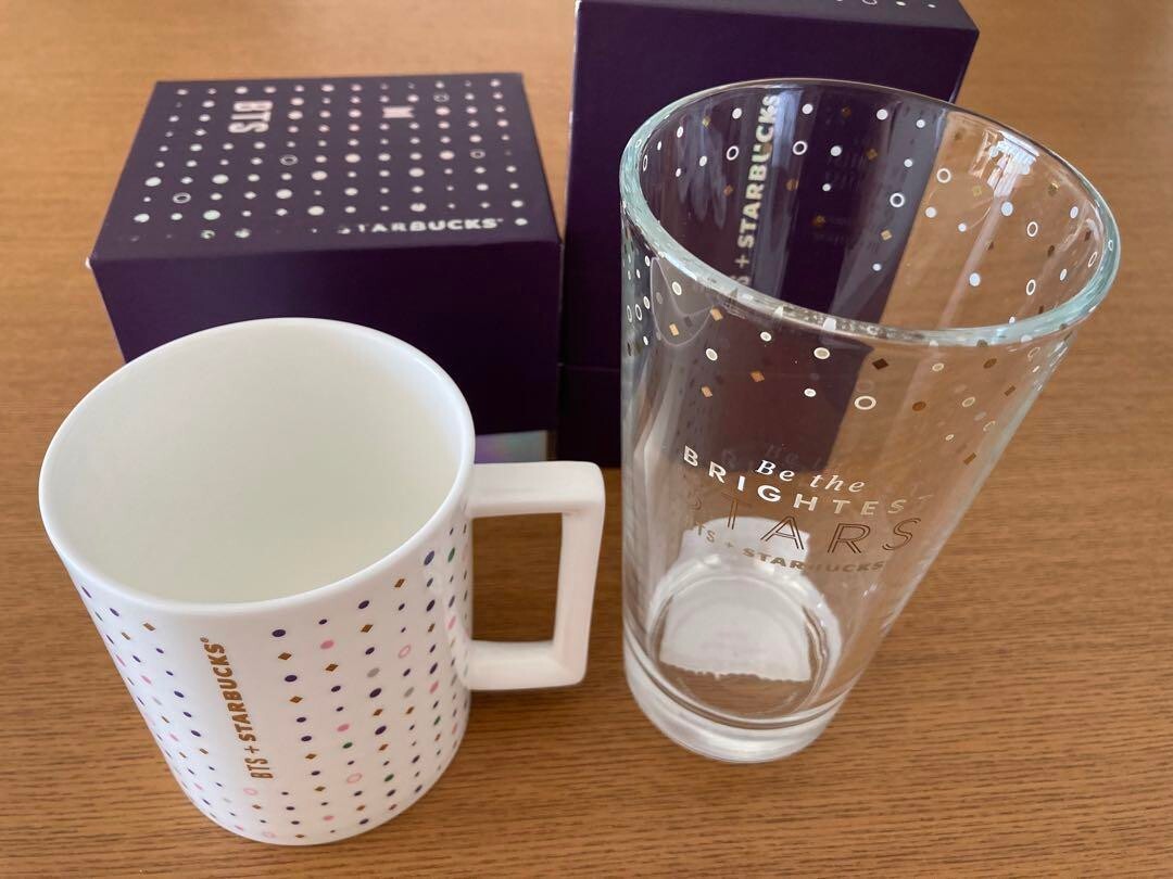 BTS STARBUCKS コラボ マグカップ 韓国限定 Starbucks BTS Collaboration Coffee Mug & Glass Set of 2 Korea with