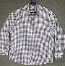 Tasso Elba Shirt Mens XL Colorful Check Long Sleeve Button Down Preppy