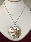ARTISAN FLORA IN RESIN ON SHELL PENDANT MOTHER OF PEARL MOP 16” 925 REVERSIBLE