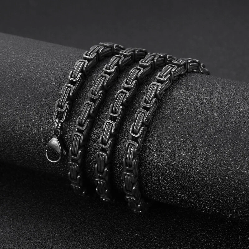 Black stainless on sale steel mens necklace
