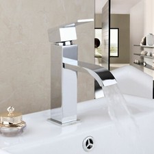 Deck Mount Chrome Bathroom Basin Mixer Faucet Single Handle Hole Cold  Hot Taps