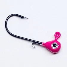 1/16 oz  Jig Heads painted wire keeper #2 Platinum Hook 20 Pack - Hot pink
