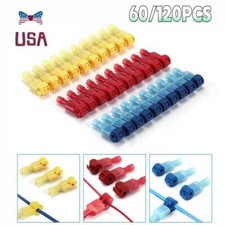 T-Taps Wire Terminal Connectors Insulated 22-10 AWG Quick Splice Combo 60/120pcs