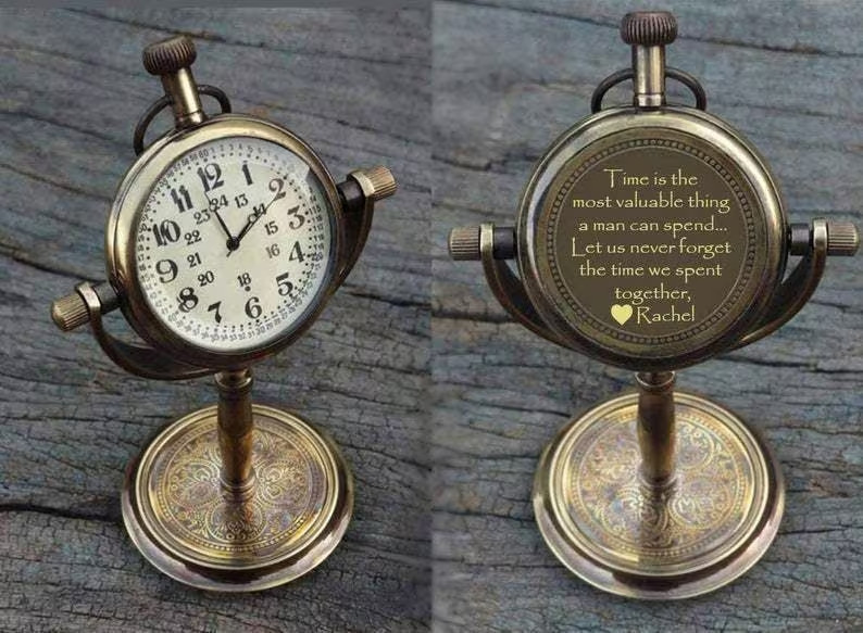 Personalized Antique style Table watch, custom Desktop clock, Unique Anniversary