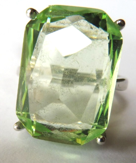 Bague en prasiolite véritable et argent massif biseauté de 12 carats pour femme