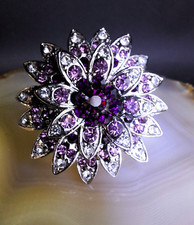 Ring Edelstahl silber Zirkonia amethystfarben klar Blüte 25g wertig anpassbar