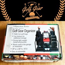 Golf Gear Storage Organizer, Holds 2 Bags with 5 Shelves for Extra Storage